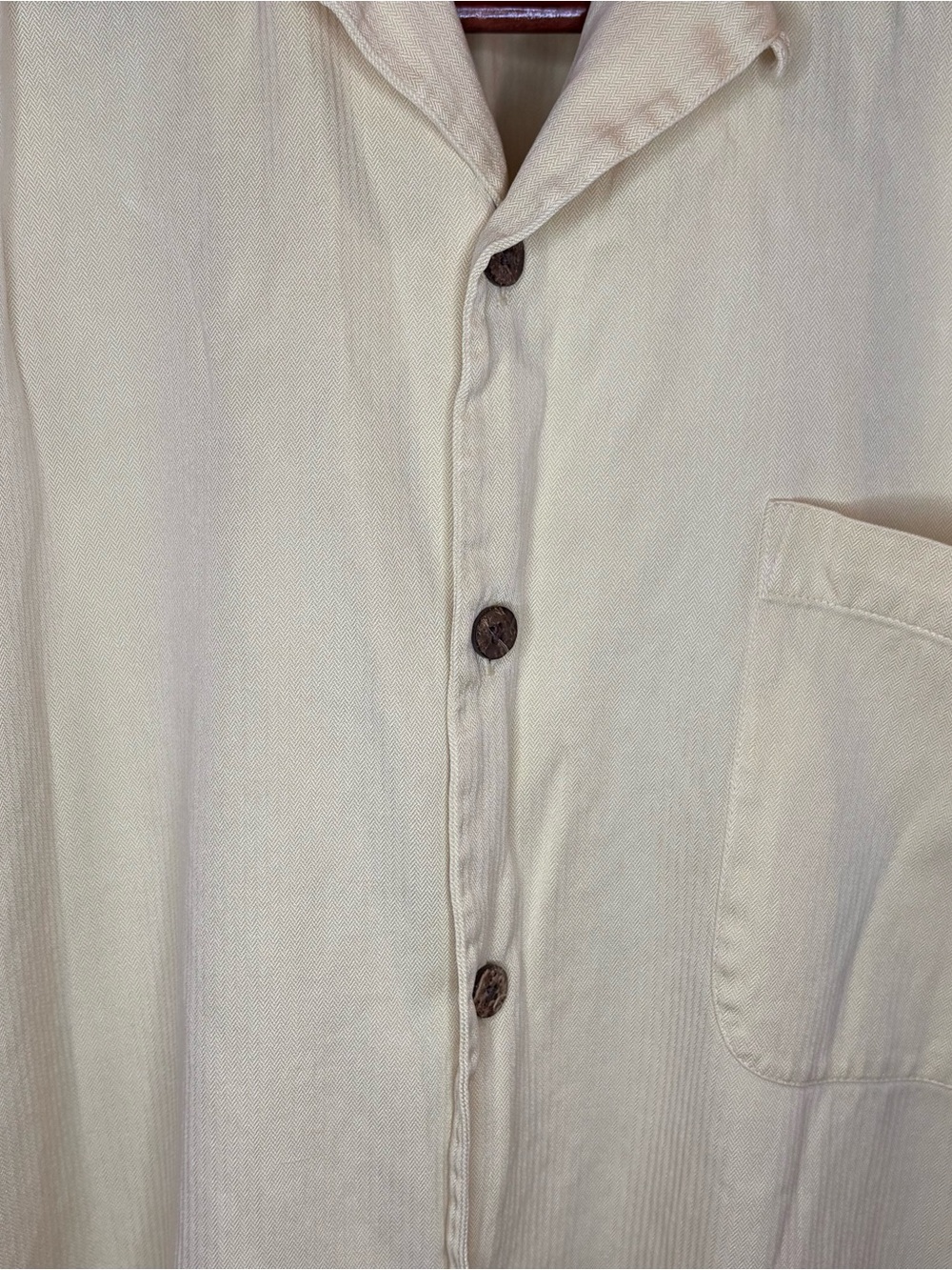 Tommy Bahama Pale Yellow Silk-Cotton blend Short Sleeve Shirt - Picture 3 of 7